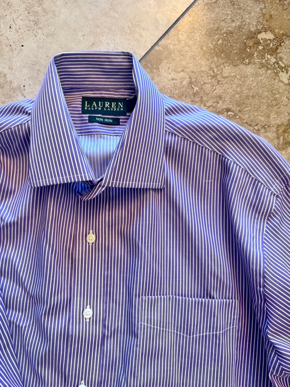 Lauren Ralph Lauren Purple & White Pinstripe Dress Shirt